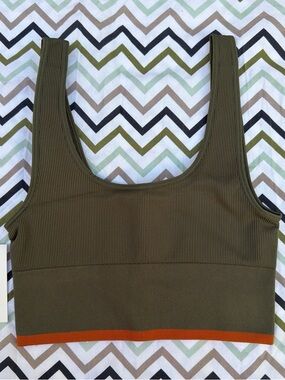 Outdoor Voices Green Ribbed Sports Bra NWT